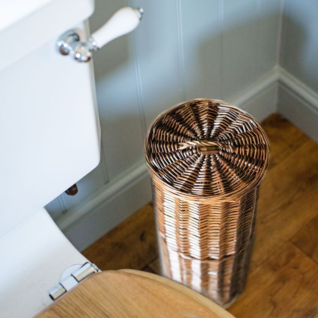 Porta rotolo di carta igienica in vimini distillato