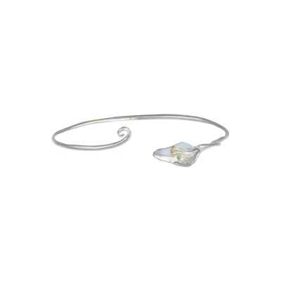 Sterling Silver Lily Cuff Bangle with Gold Plated Detail