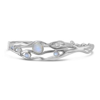 Bracelet en argent sterling décoré de belles pierres de lune arc-en-ciel 1