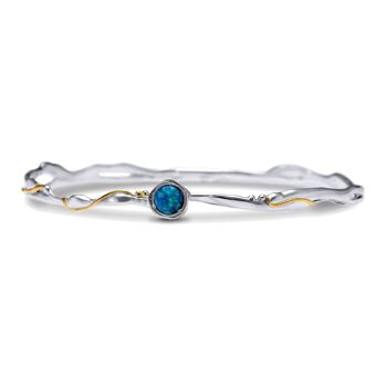 Bracelet délicat en argent sterling avec or 14 carats et opale bleue 1