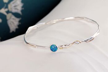 Bracelet délicat en argent sterling avec or 14 carats et opale bleue 2