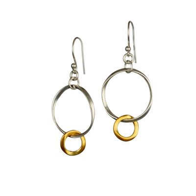 Two Tone Silver and Gold Plate Hoop Earrings