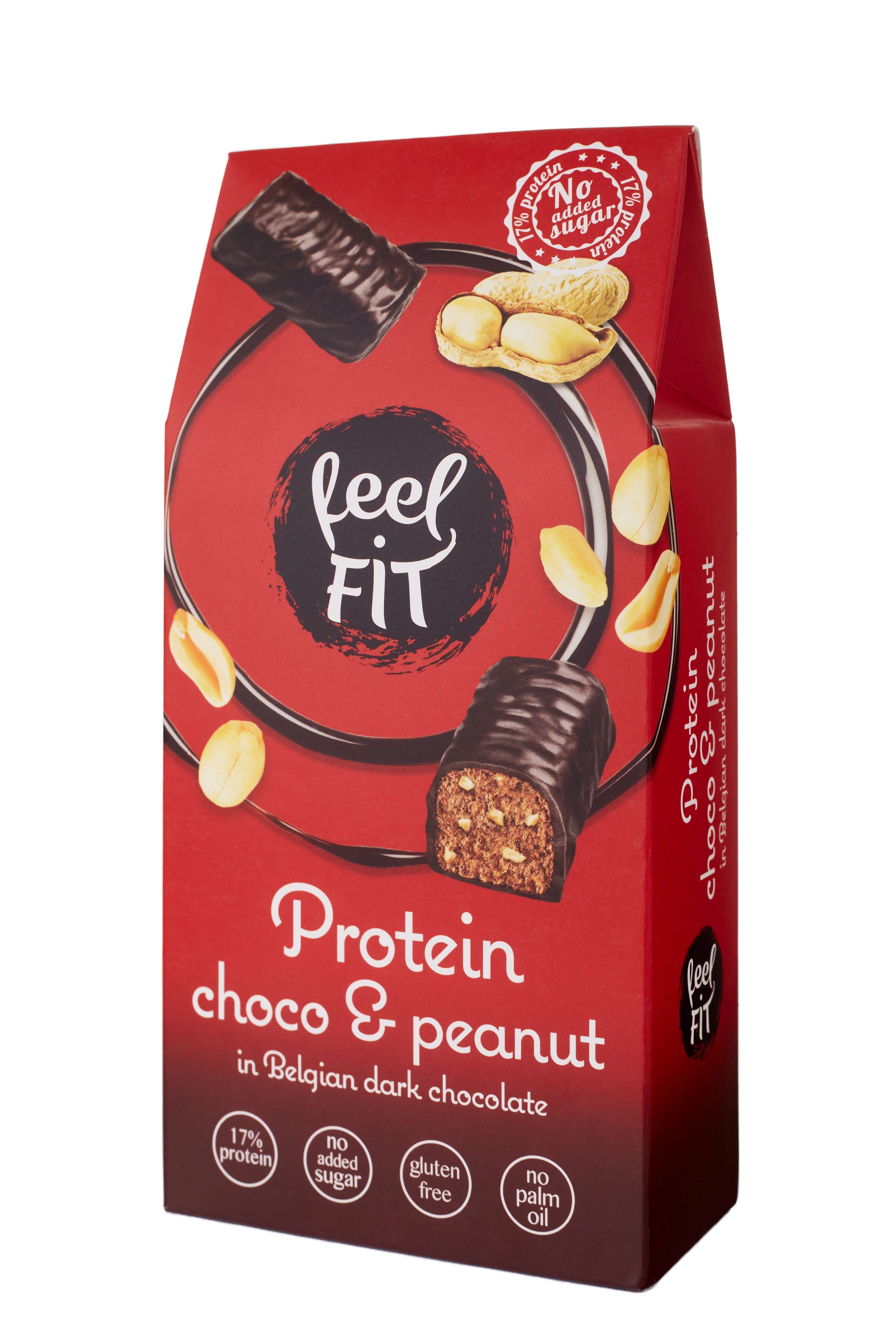 Feel FIT Cioccolato e Arachidi, 17% Proteine, Senza Zuccheri Aggiunti, Senza Olio di Semi 83g - Confezione da 14 (14 x 83 g)