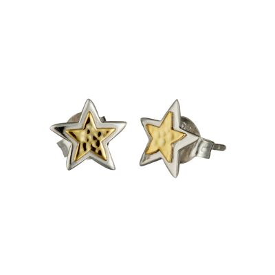 Boucles d'oreilles étoiles en argent et laiton doré