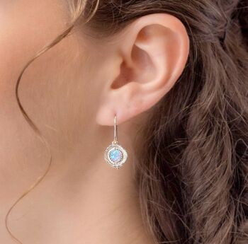 Boucles d'oreilles crochet opale bleu pâle 3