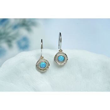 Boucles d'oreilles crochet opale bleu pâle 5