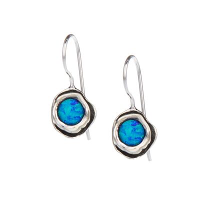 Boucles d'oreilles crochet opale en argent sterling biologique