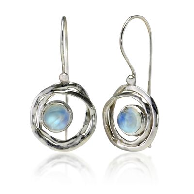 Sterling Silver Handmade Drop Earrings With Rainbow Moonstone