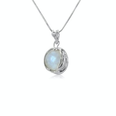 Fiery Moonstone and Silver Pendant