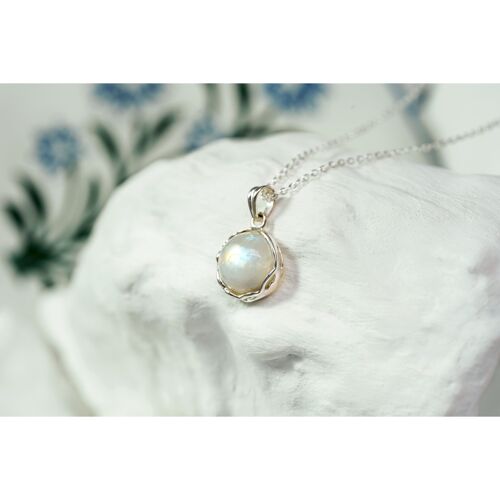 Hand made organic sterling silver moonstone Pendant