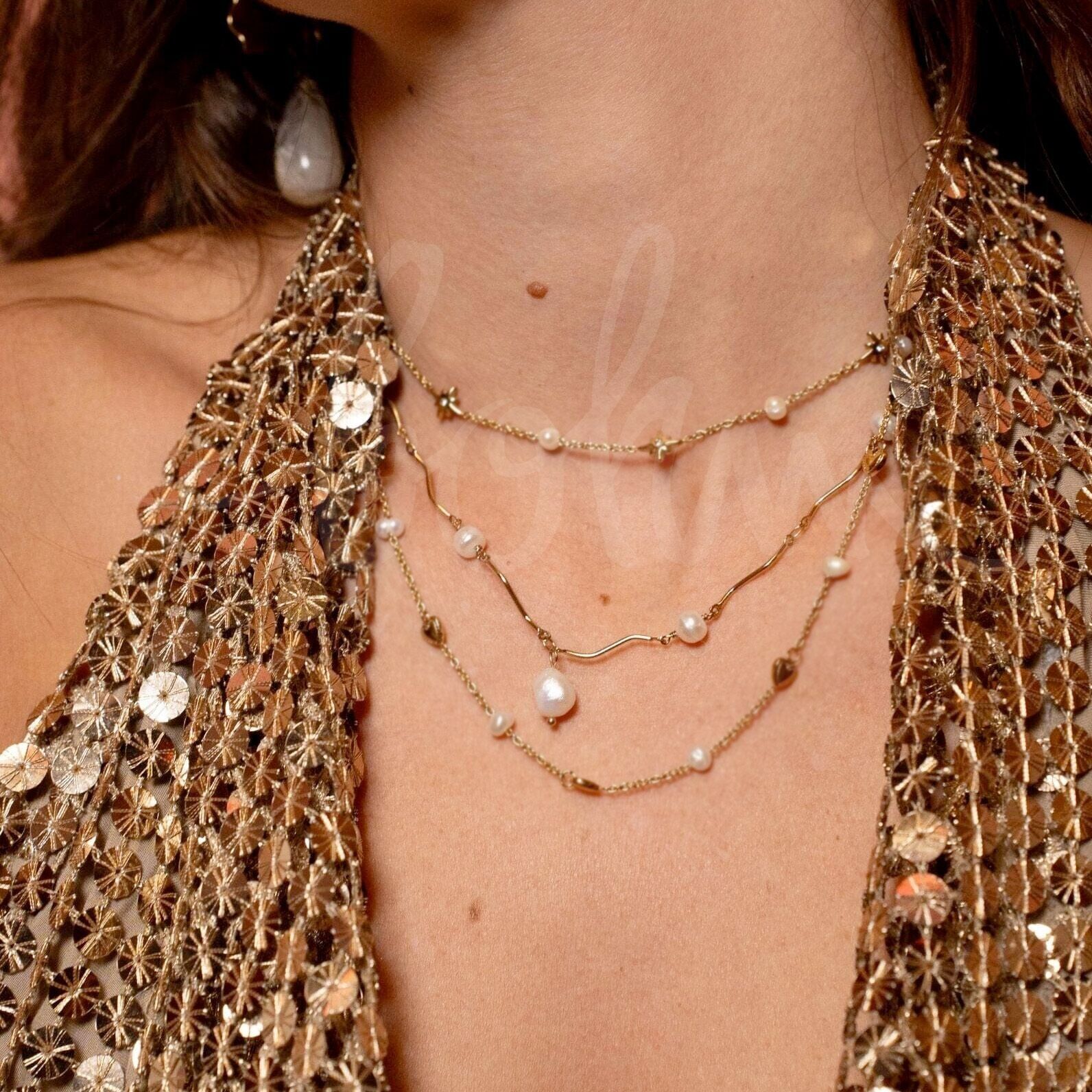 Collar Saley - tallos rectos y perlas de agua dulce