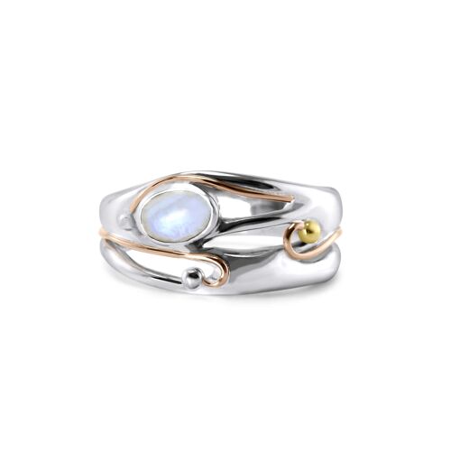 Beautiful Moonstone and Silver Ring, Handmade