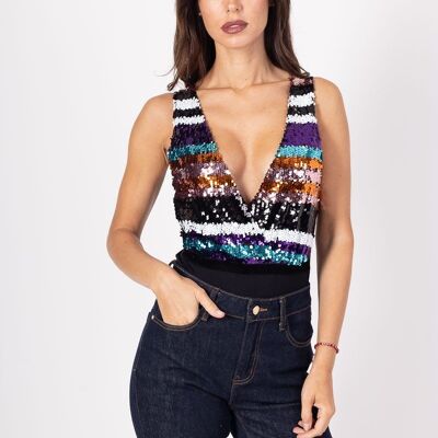 Body con paillettes colorate - 3779
