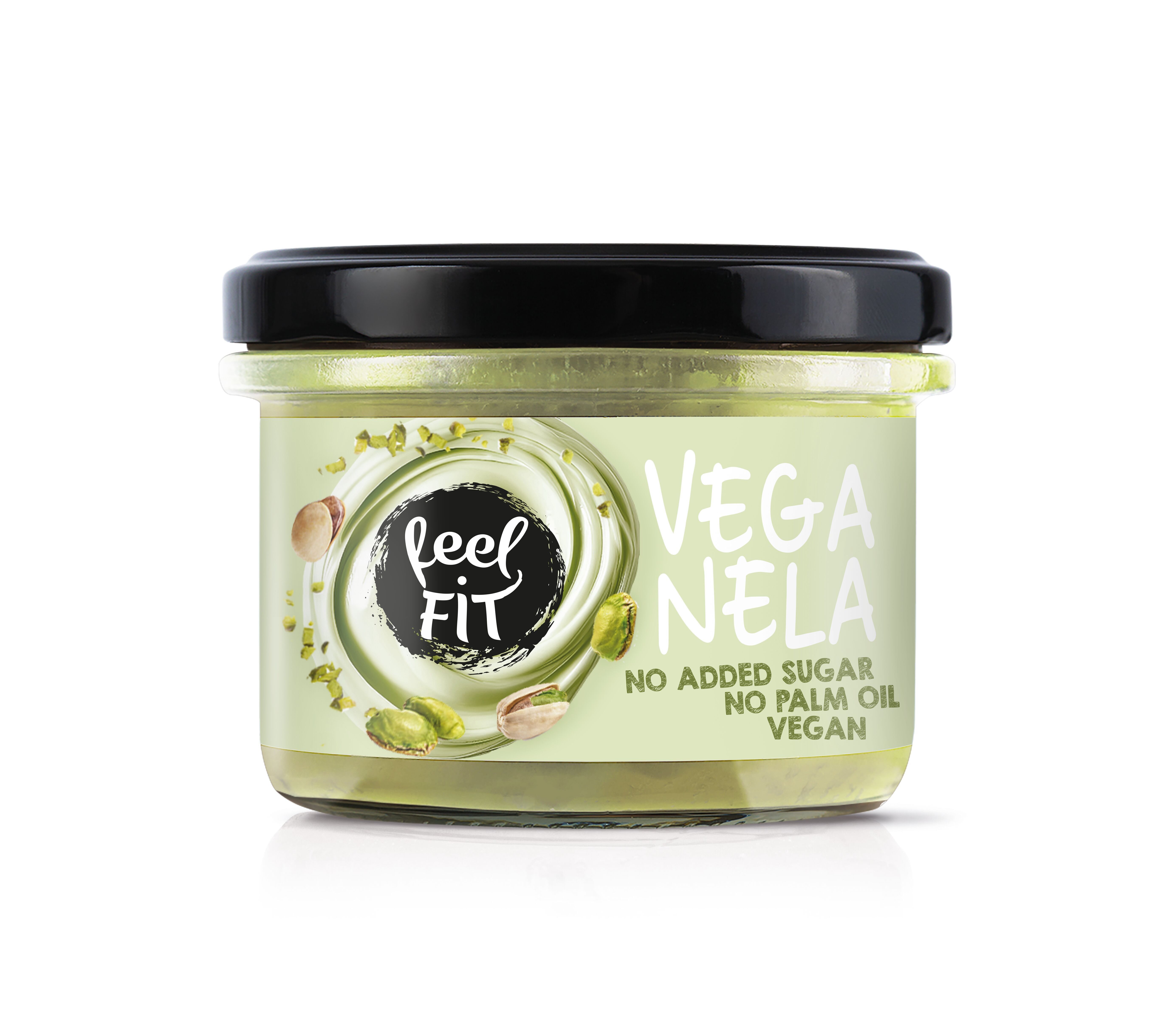 Feel FIT Veganela Pistachio 45% Crema Spalmabile, Vegana, Senza Zuccheri Aggiunti, Senza Olio di Palma 200g - Confezione da 6 (6 x 200 g)
