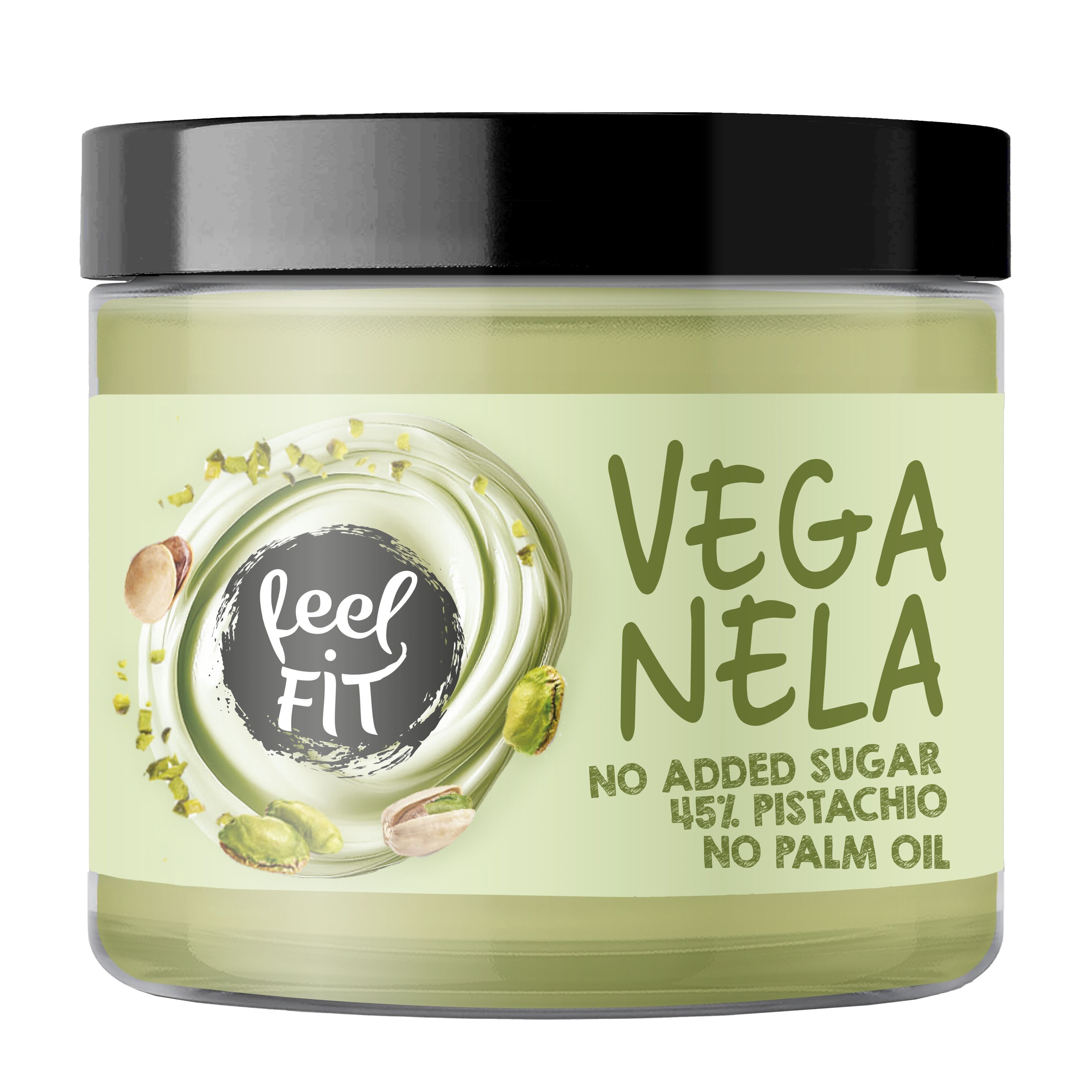 Feel FIT Veganela Pistazie 45% Brotaufstrich, vegan, ohne Zuckerzusatz, ohne Palmöl, 200 g