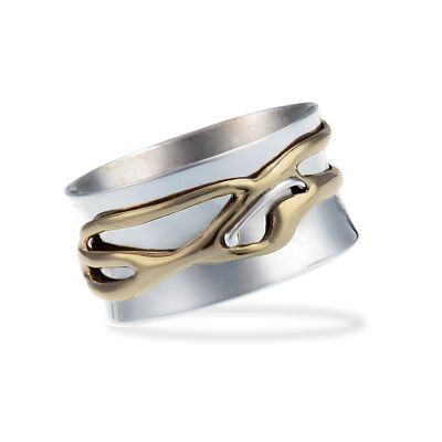 Sterling Silver Handmade Spinning Ring With Organic Brass Spinner