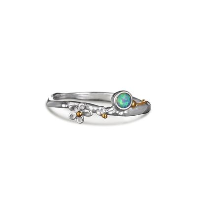 Ring aus Opal und Blume aus Sterlingsilber