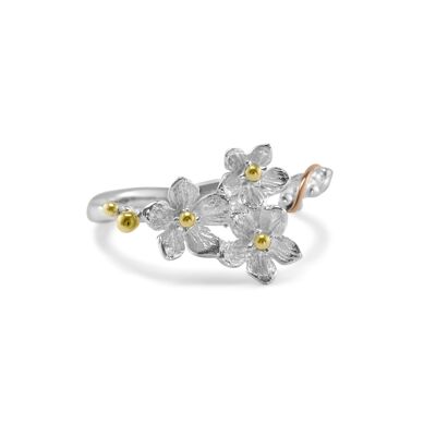 Trio of Flowers Silver Ring