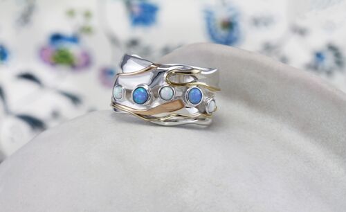 Sterling Silver Quintet of Opalites Ring