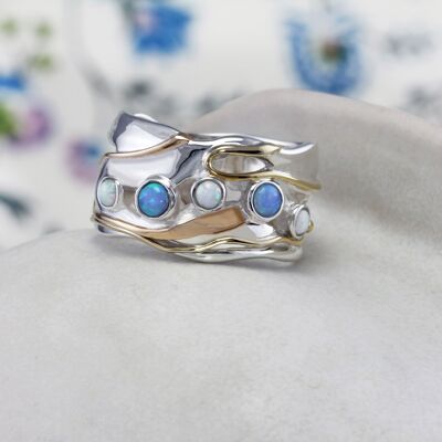 Sterling Silver Quintet of Opalites Ring
