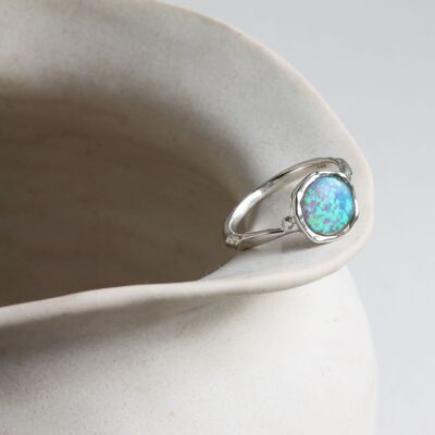 Sterling silver and Blue Opal Solitaire Ring