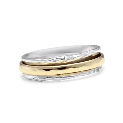 Sterling Silver Ring with Revolving Brass Band