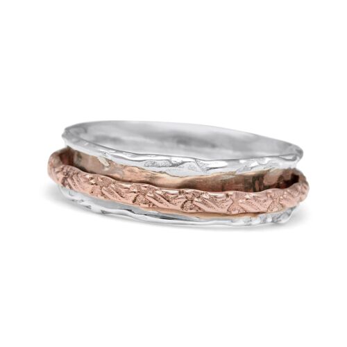 Silver Ring with Copper Spinning Band