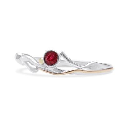 Delicate Ruby Ring in sterling Silver with gold  | Unique & Hand Made