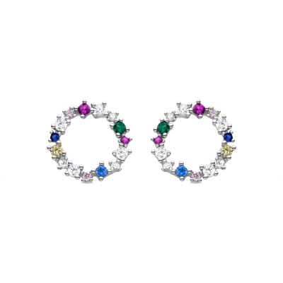 Orecchini Luxenter Sinnhi in Argento Sterling 925 e Zirconi Multicolor con finitura rodiata