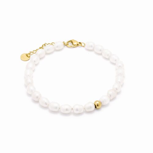 Pulsera Luxenter de Perla Blanca acabada en oro amarillo de 18K- Unwe