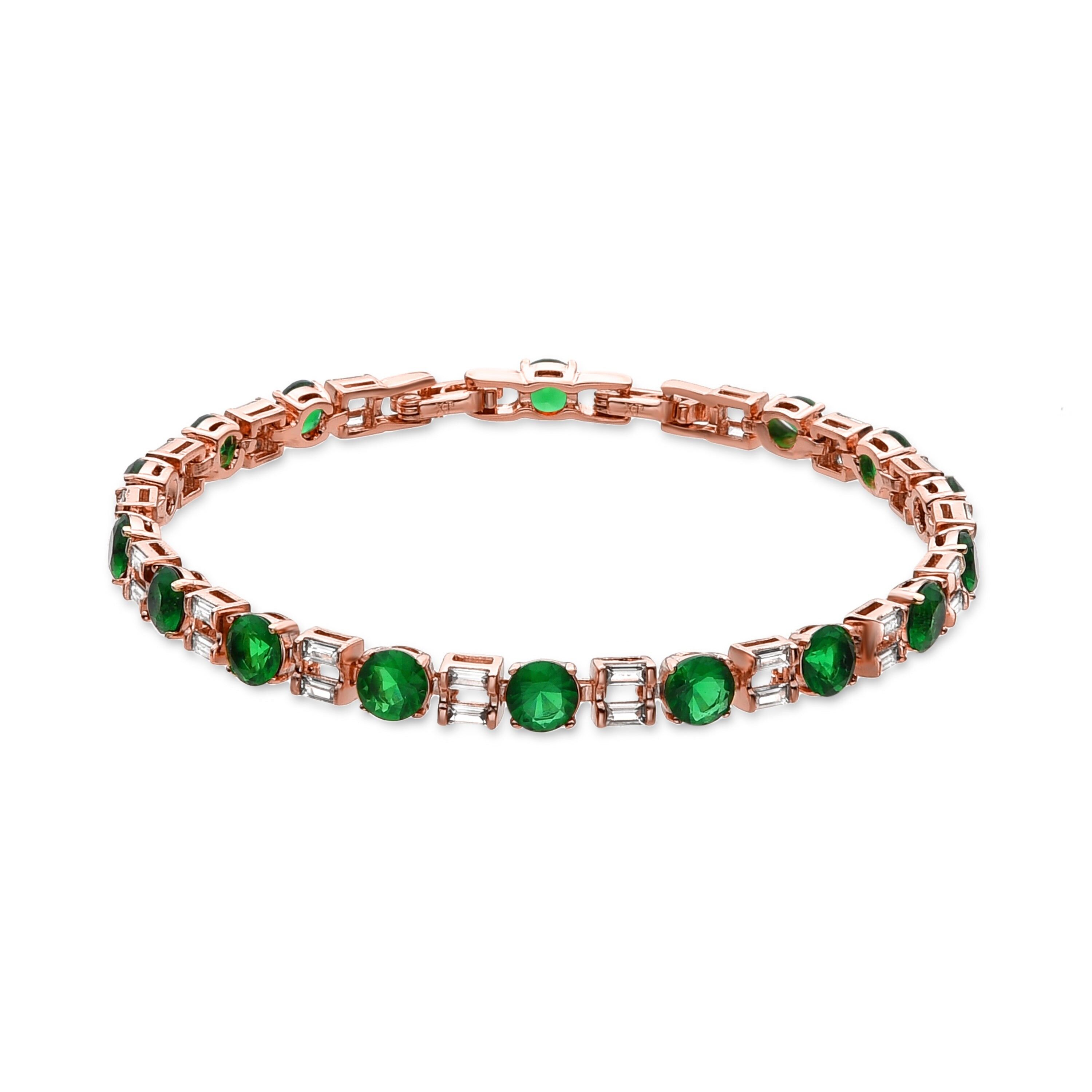 Bracelet Luxenter avec zircone émeraude fini en or jaune 18 carats - Miwyn