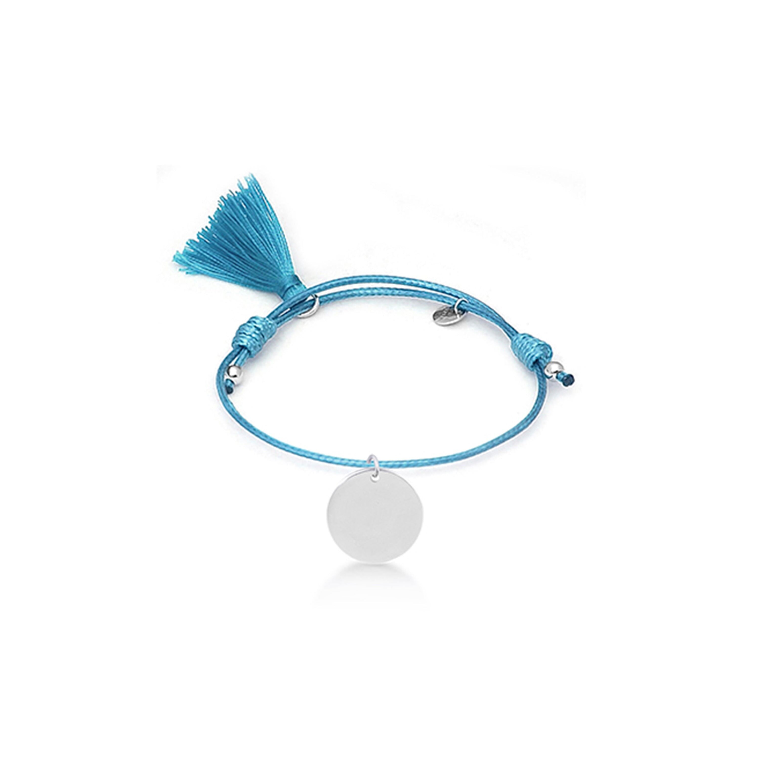 Bracelet Luxenter mon soleil en argent sterling 925 et coton bleu finition rhodiée