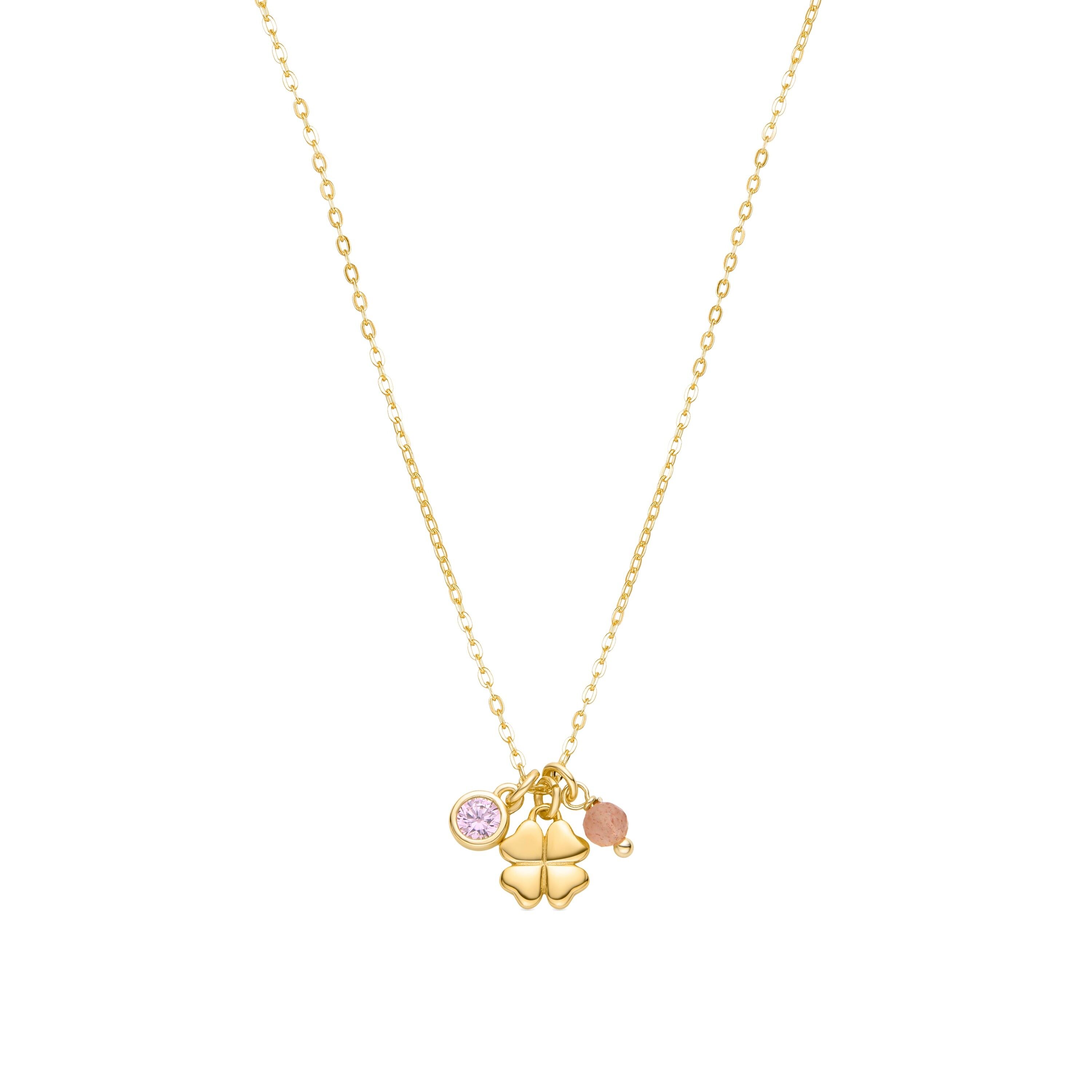 Collana Luxenter in argento sterling 925 con zirconi rosa rifiniti in oro giallo 18 carati - Douala