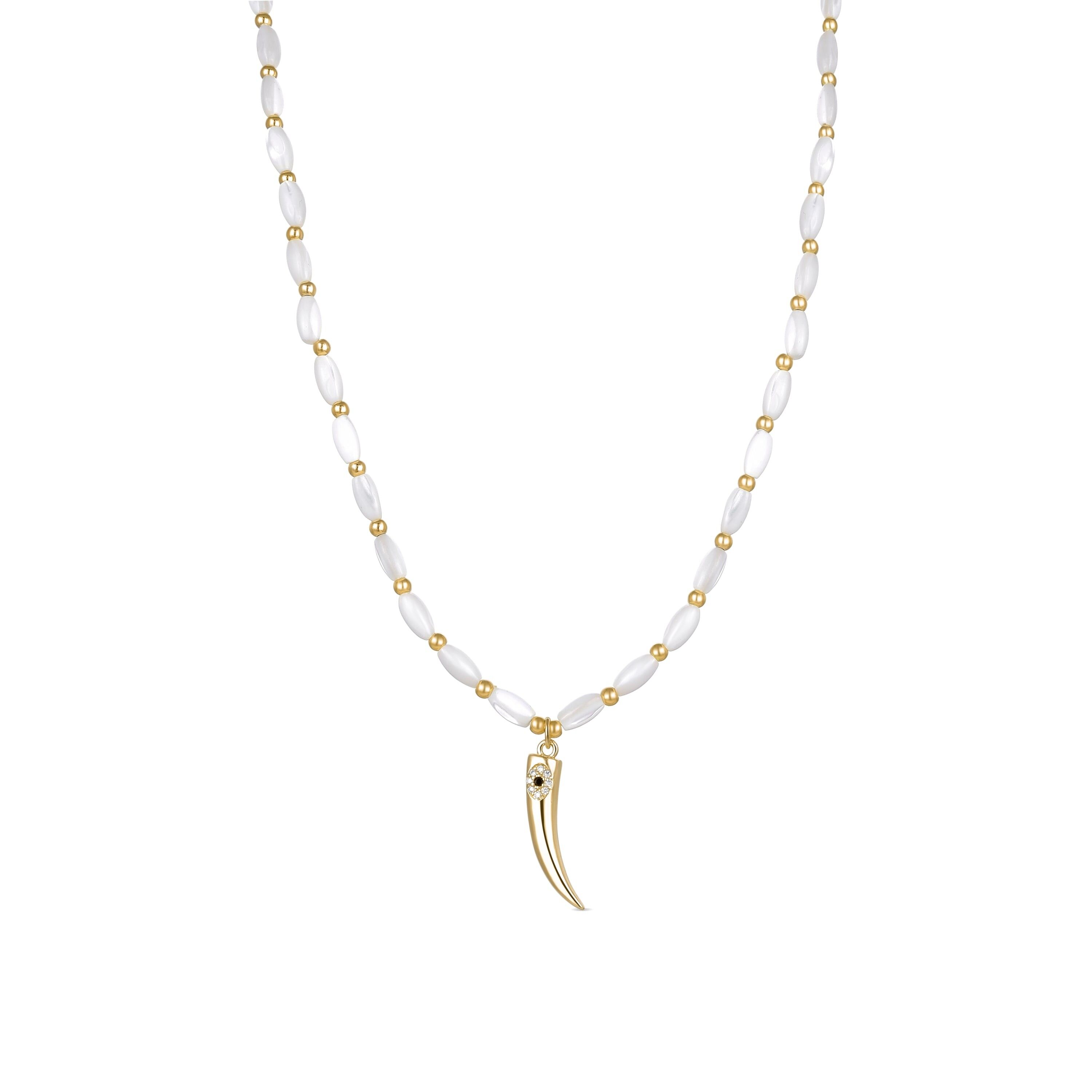 Collana Luxenter in argento sterling 925 con madreperla bianca rifinita in oro giallo 18 carati - Sinoa