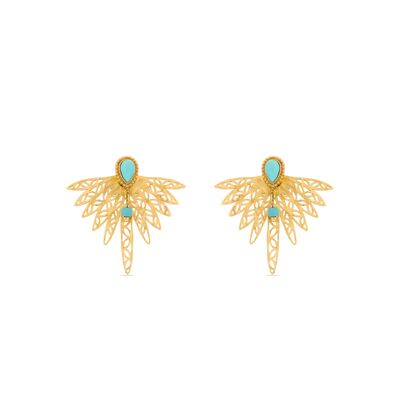 Boucles d'oreilles Luxenter Turquoise finies en or jaune 18 carats - Resiah