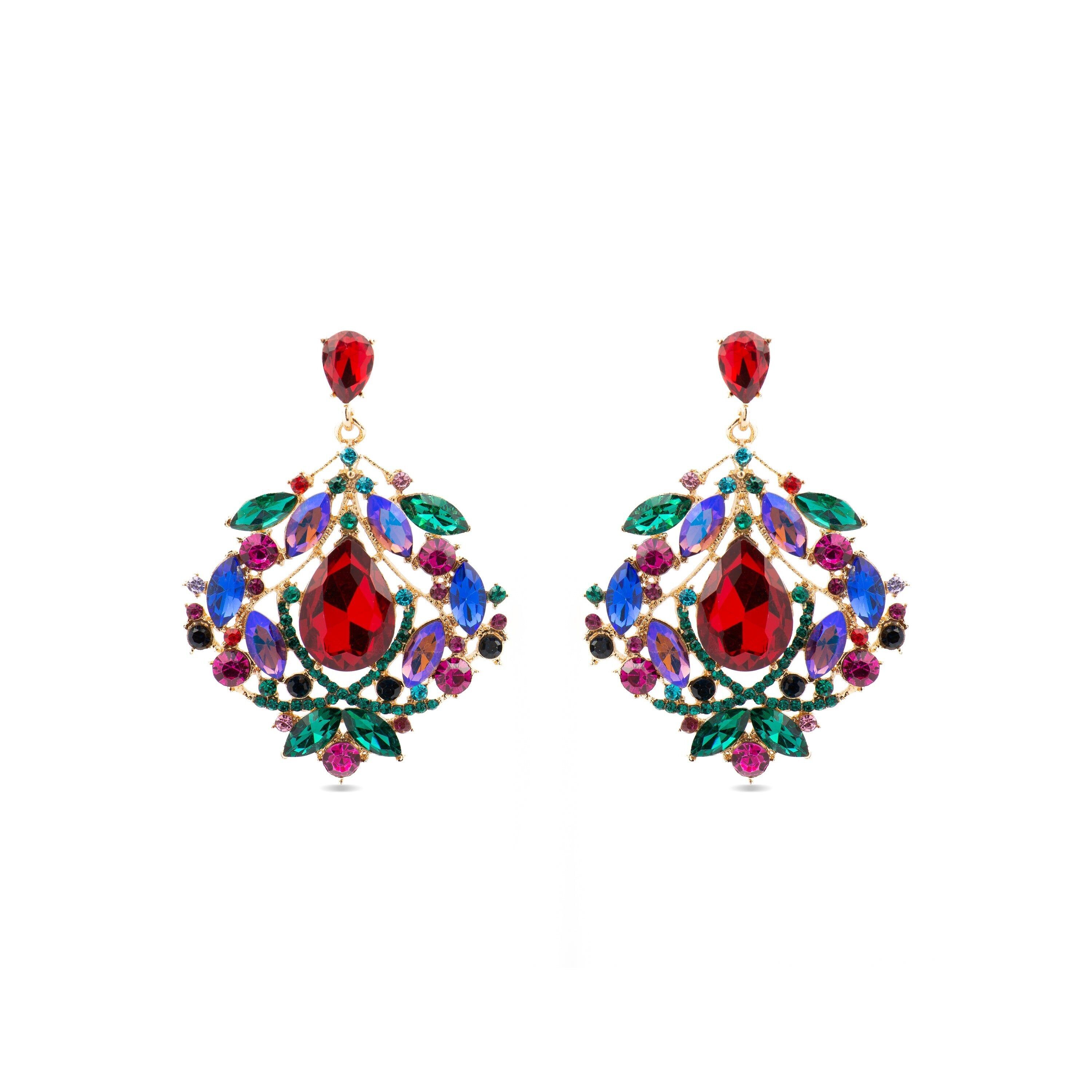 Luxenter-Ohrringe mit mehrfarbigem Kristall, 18-karätiges Gold-Finish – Moken
