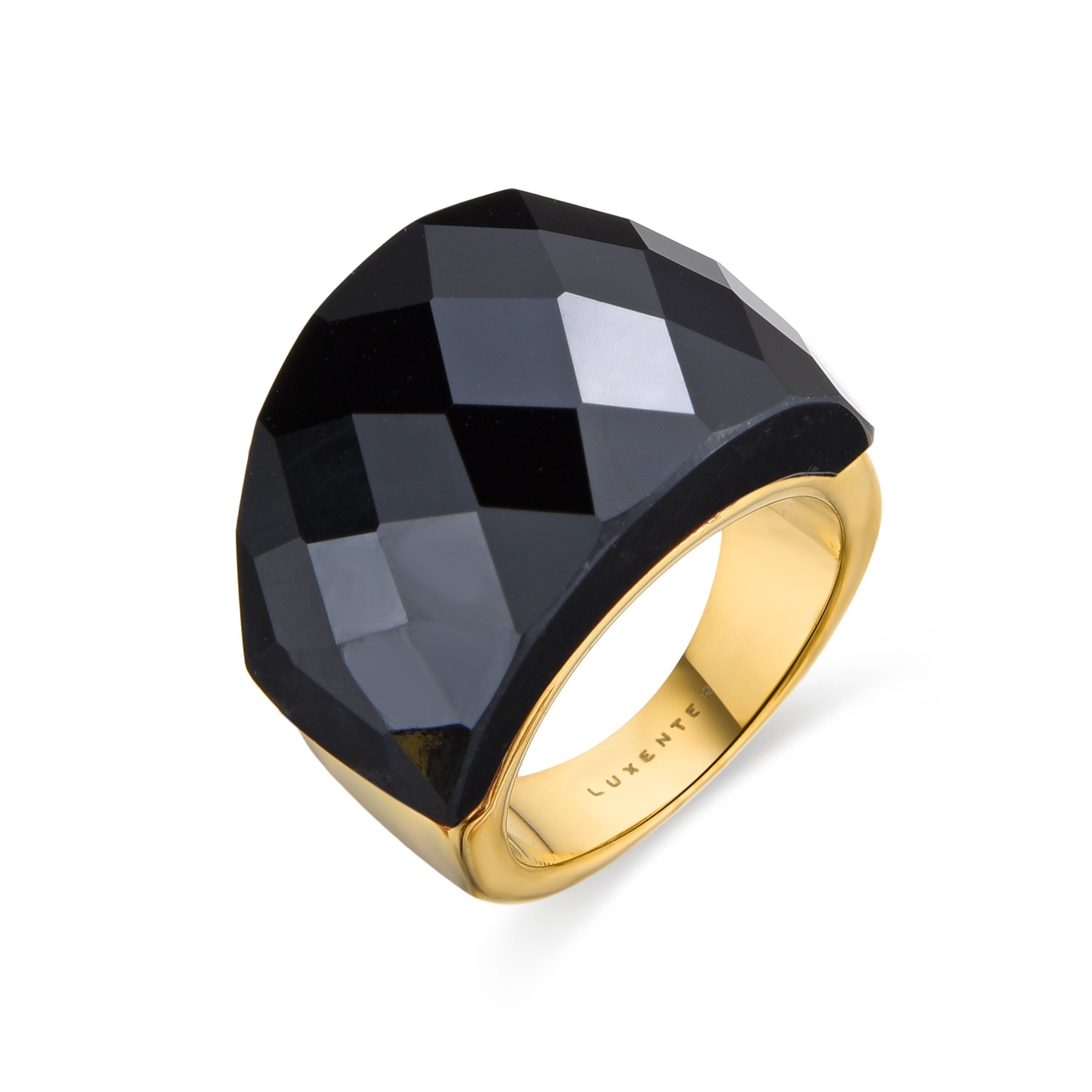 LUXENTER-Ring mit hydrothermalem Onyx-Quarz in 18 Karat Gelbgold – Hianvi