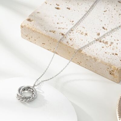 Collana In Argento Con Triplo Pendente, Anelli Croisette Semplici E Intrecciati