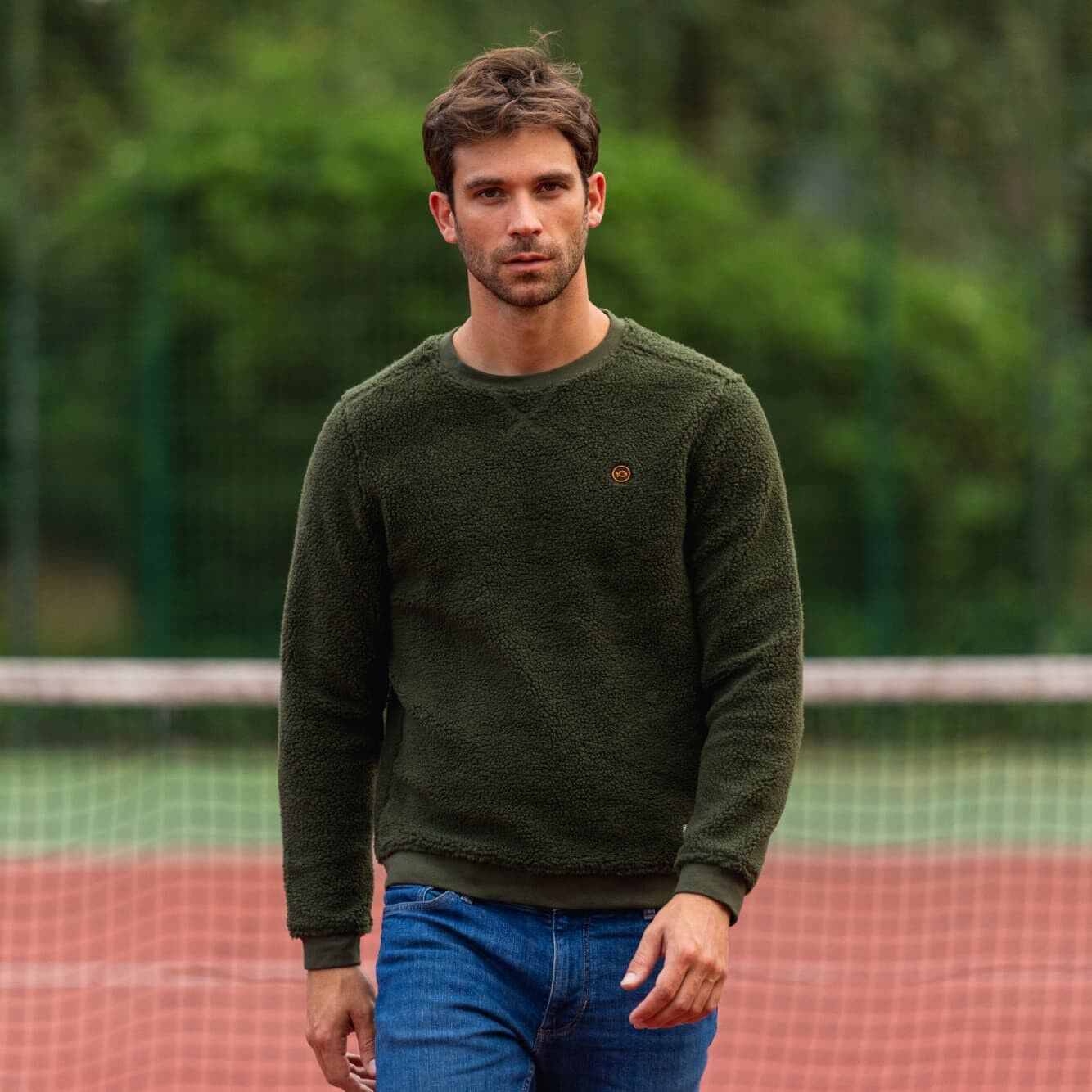 Maglione sherpa kaki