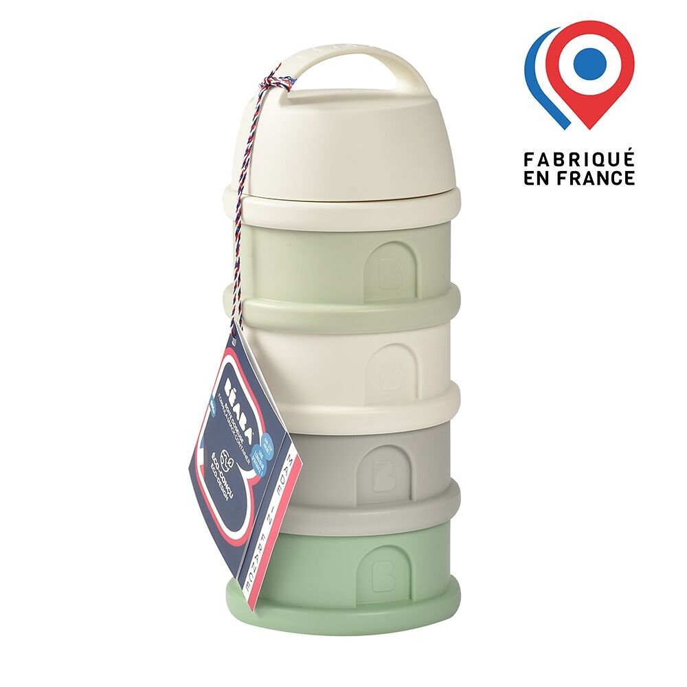 BEABA, Messbox – 4 Fächer – Baumwollweiß/Salbeigrün