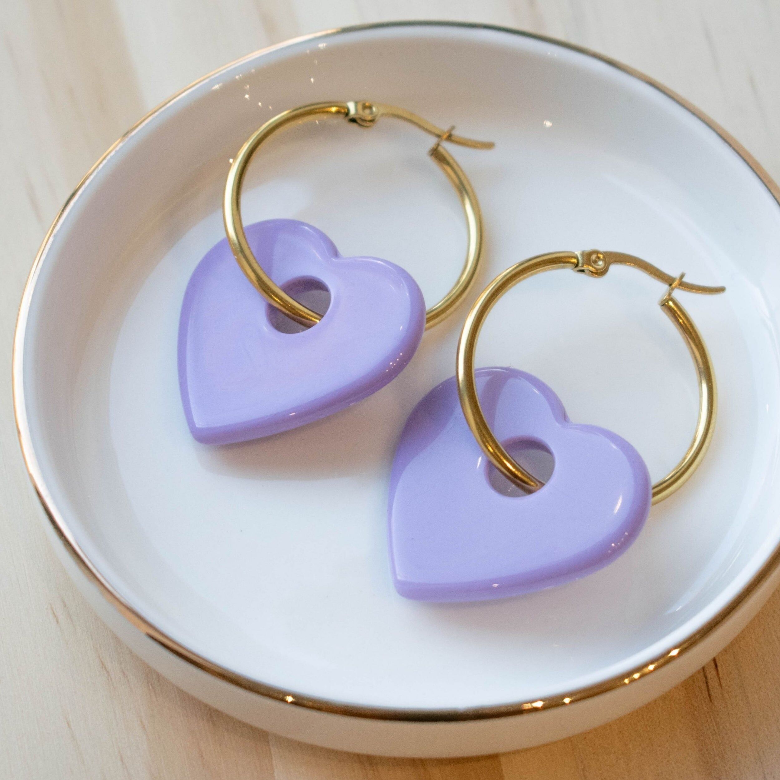 BOUCLES D'OREILLES - CREOLES COEUR MAUVE