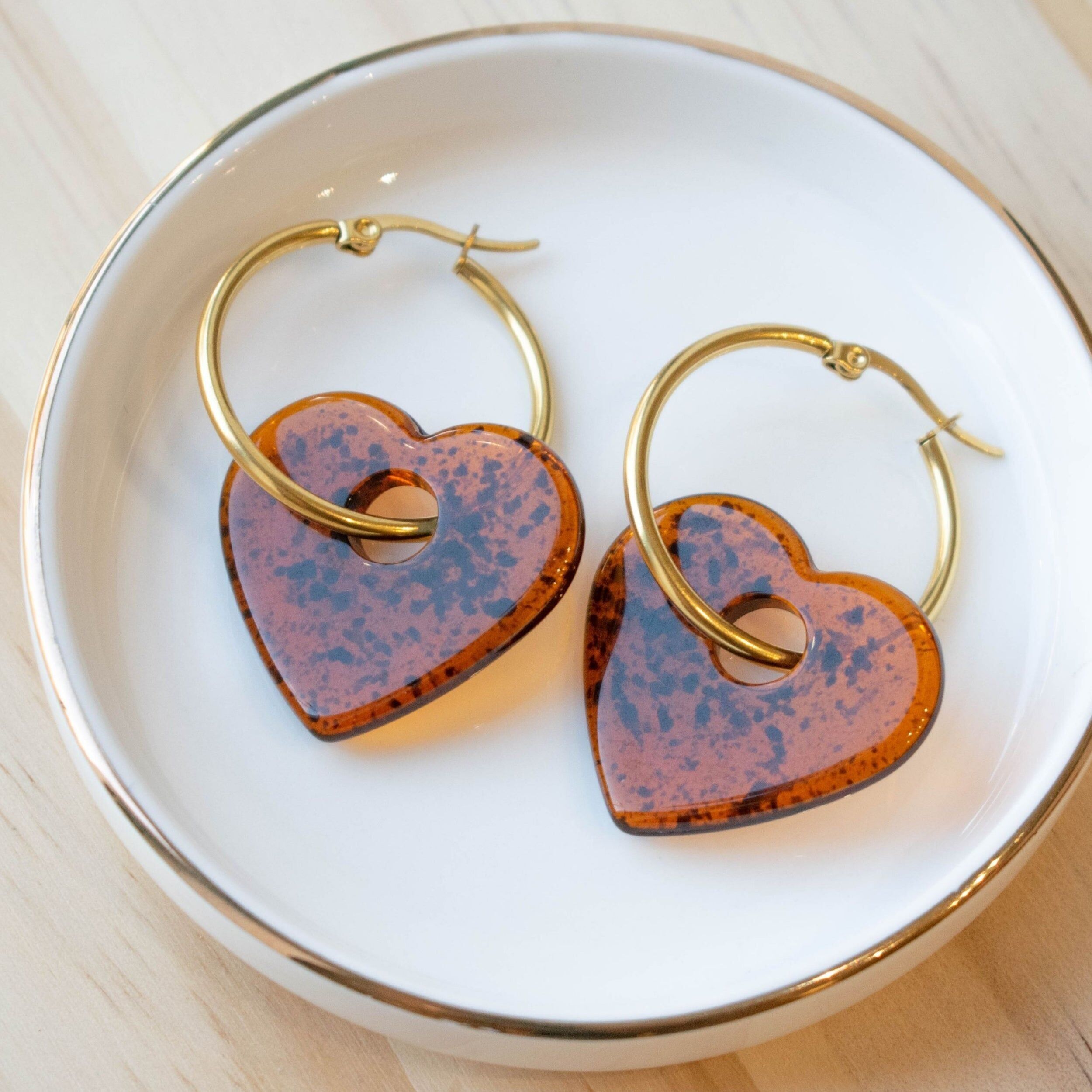 EARRINGS - AMBER HEART CREOLE EARRINGS