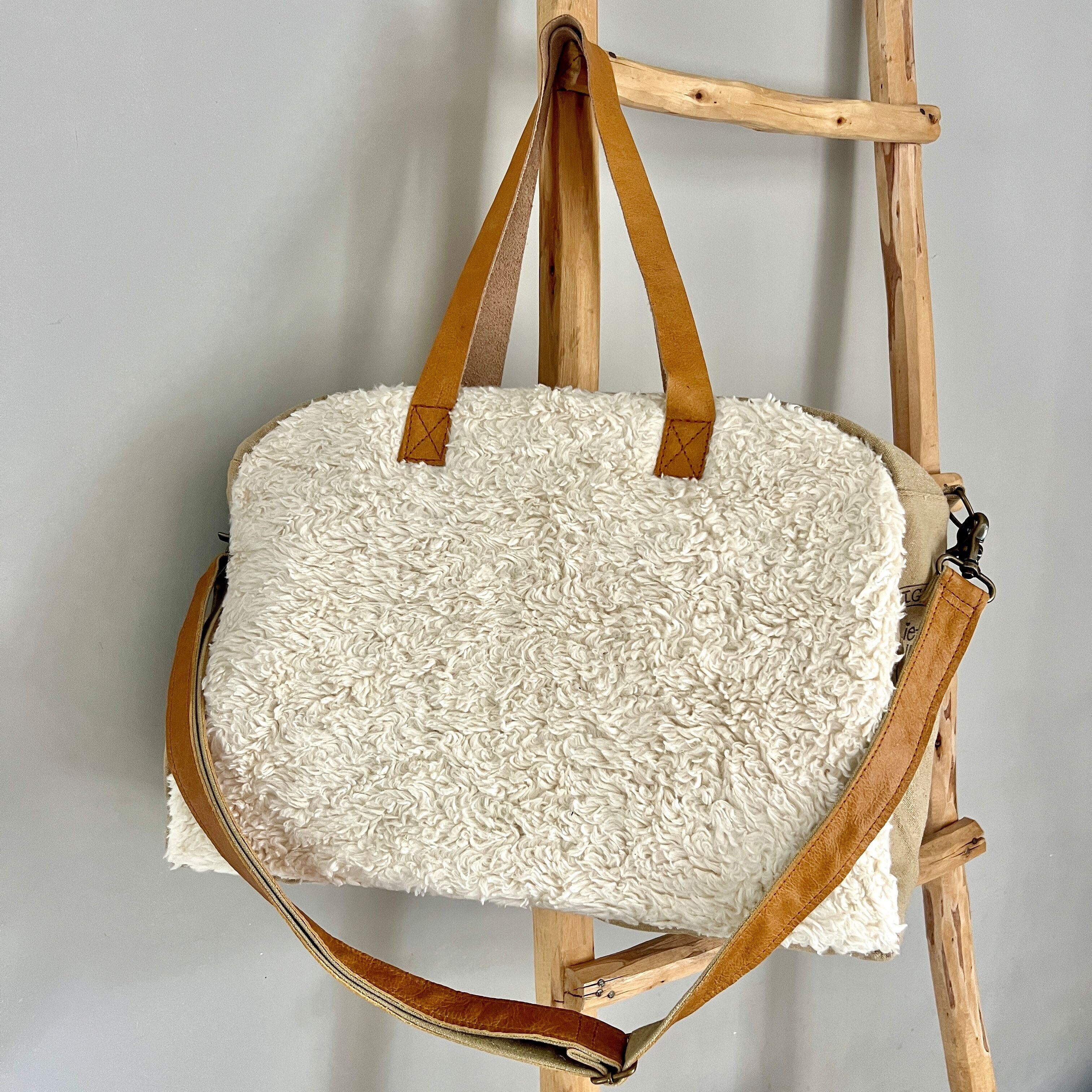 Teddy Bowling Bag weekend bag mom bag -cotton teddy/khaki cotton