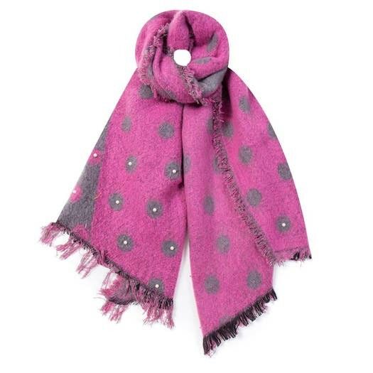 Sciarpa a pois con palline di perle - fronte/retro