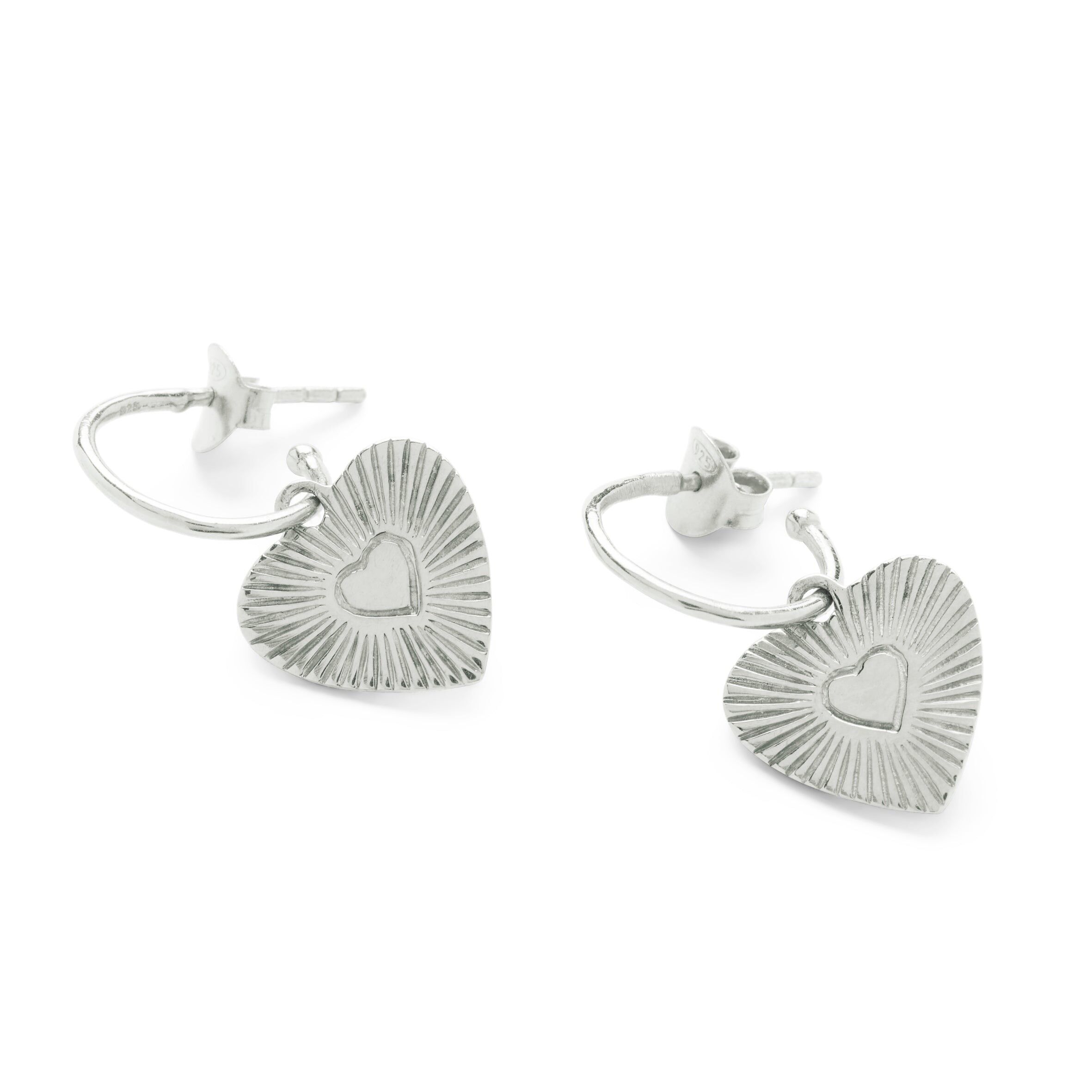 Lira Cuore Charm Hoops - Argento