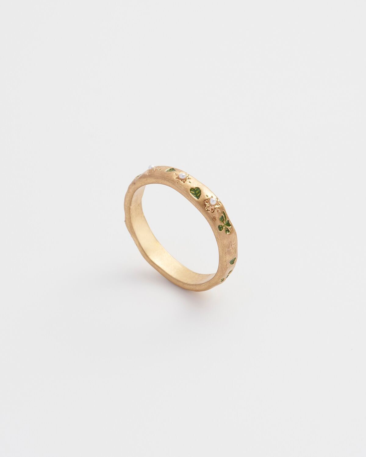 Bague Trèfle à quatre feuilles et perle