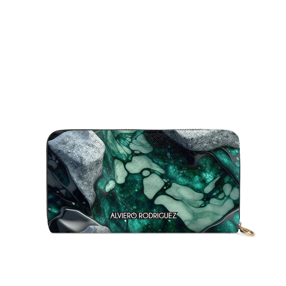 Portefeuille zippé vert Marmle