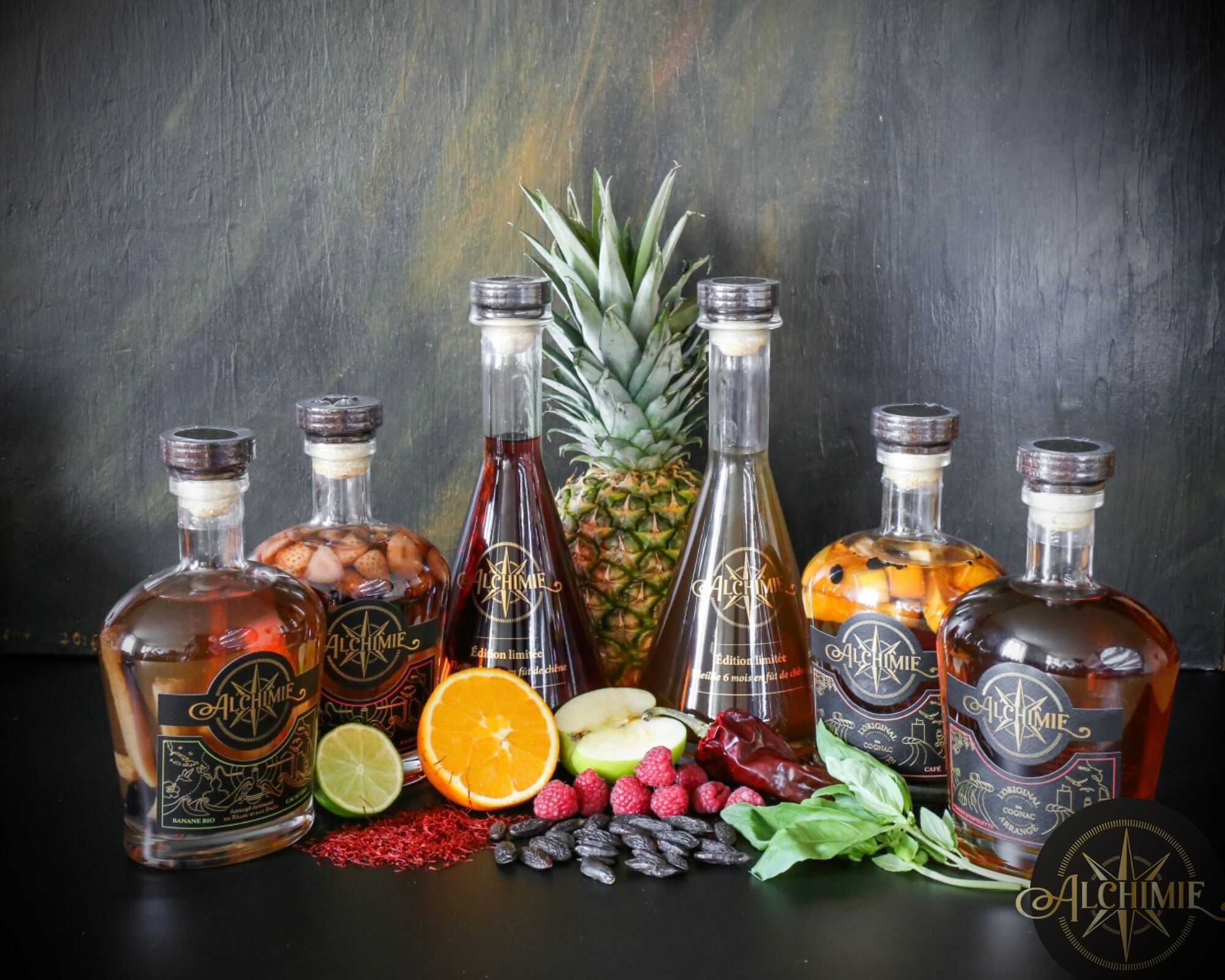 Variety of arranged Cognacs