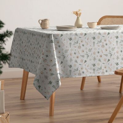 Stain-resistant Christmas tablecloth, printed cotton, BLOOM