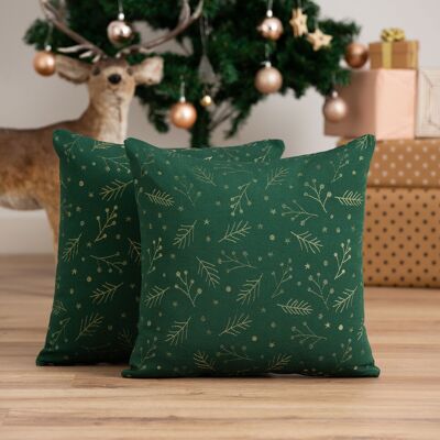 Pack of 2 Christmas jacquard cotton cushion covers 45x45 cm BERRIE